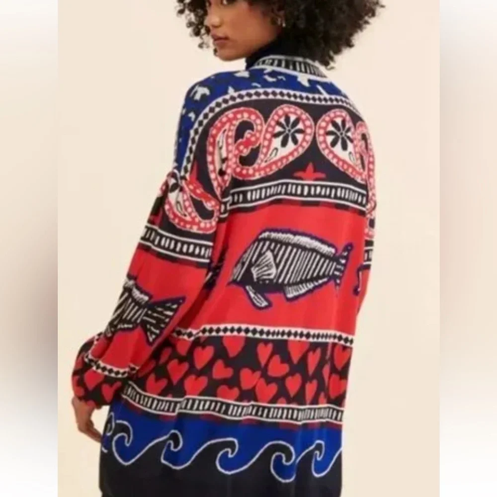 FARM Rio Red and Blue Patterned Cardigan - Picture 6 of 9